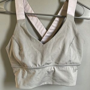 Grey and white womens sports bra, size M